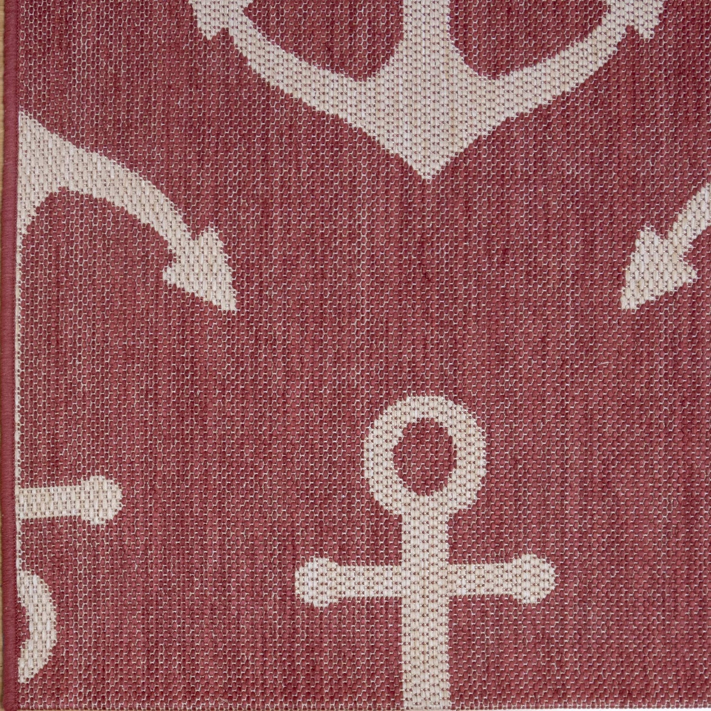 Gertmenian Indoor Outdoor Area Rug, Classic Flatweave, Washable, Stain & UV Resistant Carpet, Deck, Patio, Poolside & Mudroom, 9x13 Ft Extra Large, Anchor, Red