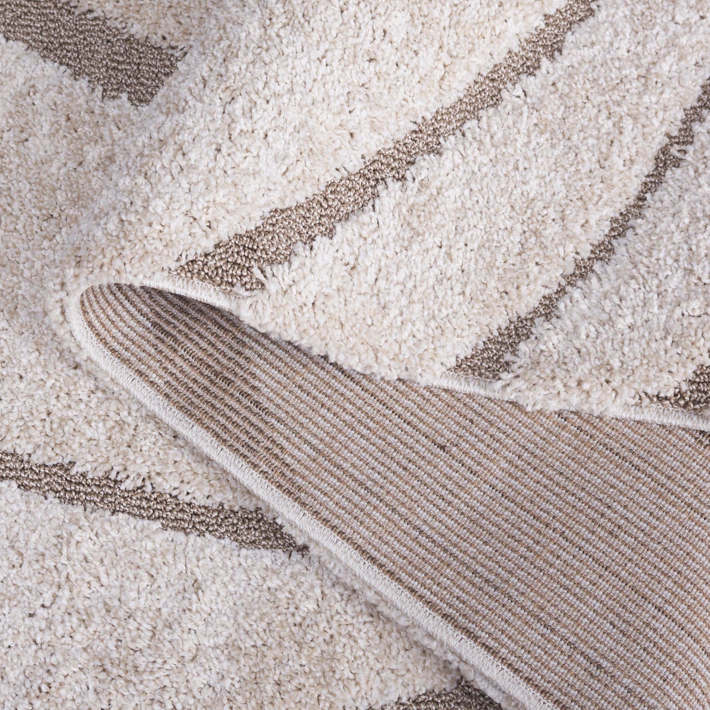 SAFAVIEH Florida Shag Collection Area Rug - 5'3" x 7'6", Cream & Beige, Non-Shedding & Easy Care, 1.2-inch Thick Ideal for High Traffic Areas in Living Room, Bedroom (SG471-1113)