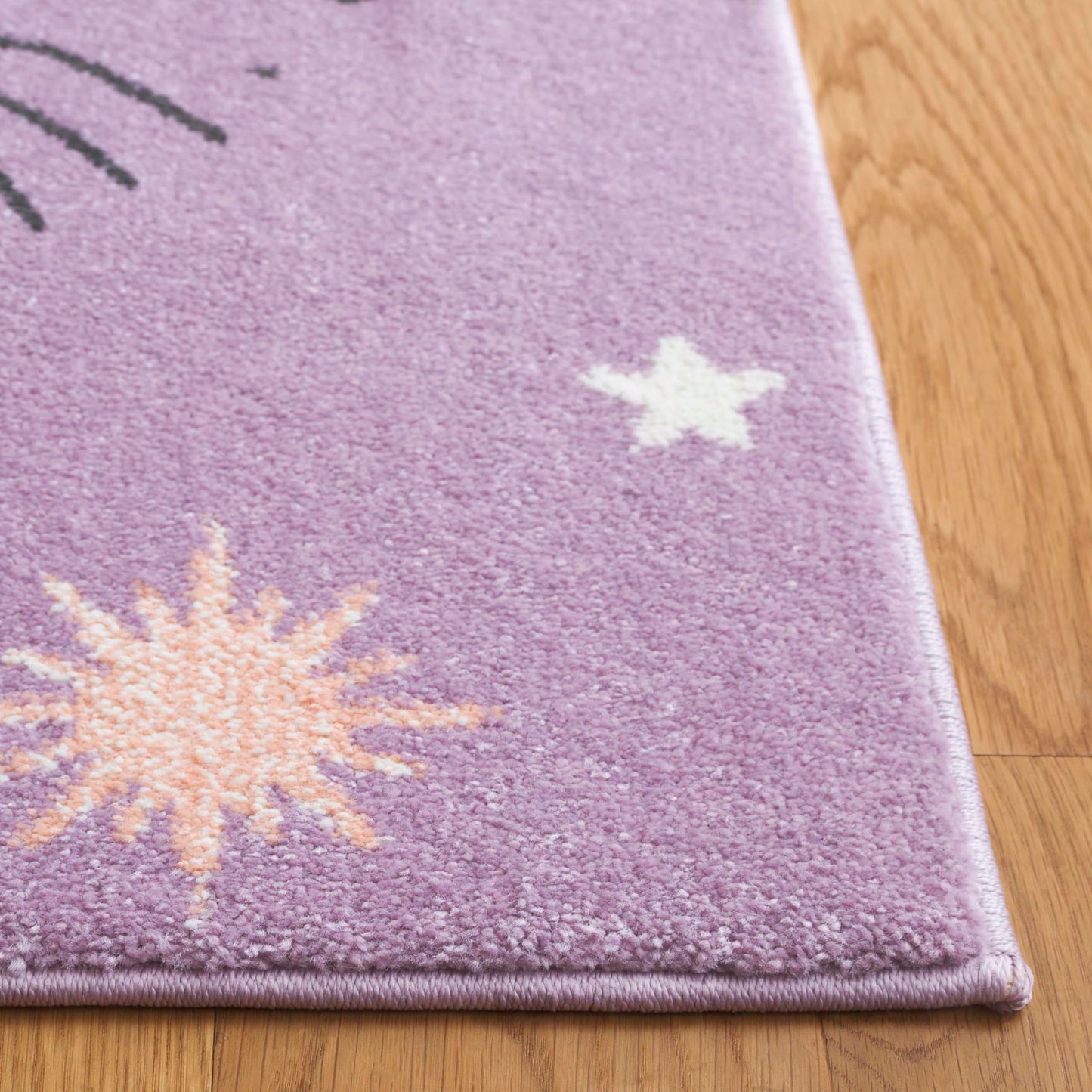 SAFAVIEH Carousel Kids 100 Collection Area Rug - 4' x 6', Purple & Orange, Transitional Design, Stain Resistant, Ideal for High Traffic Areas in Living Room, Bedroom & Dining Room (CRK122V-4)