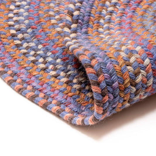 Super Area Rugs Premium Wool Braided Rug - Soft & Reversible Woven Rug- Made in USA - Blue, 3' X 5'