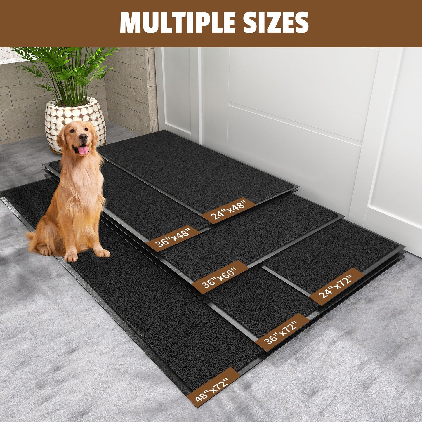 HOMEK Front Door Mat Outside Entrance, 72" x 36" Doormat Outdoor Indoor Entrance, Non Slip Indoor Mats for Entryway, Heavy Duty Waterproof Low Profile Welcome Mat for Entry, Patio, High Traffic Areas