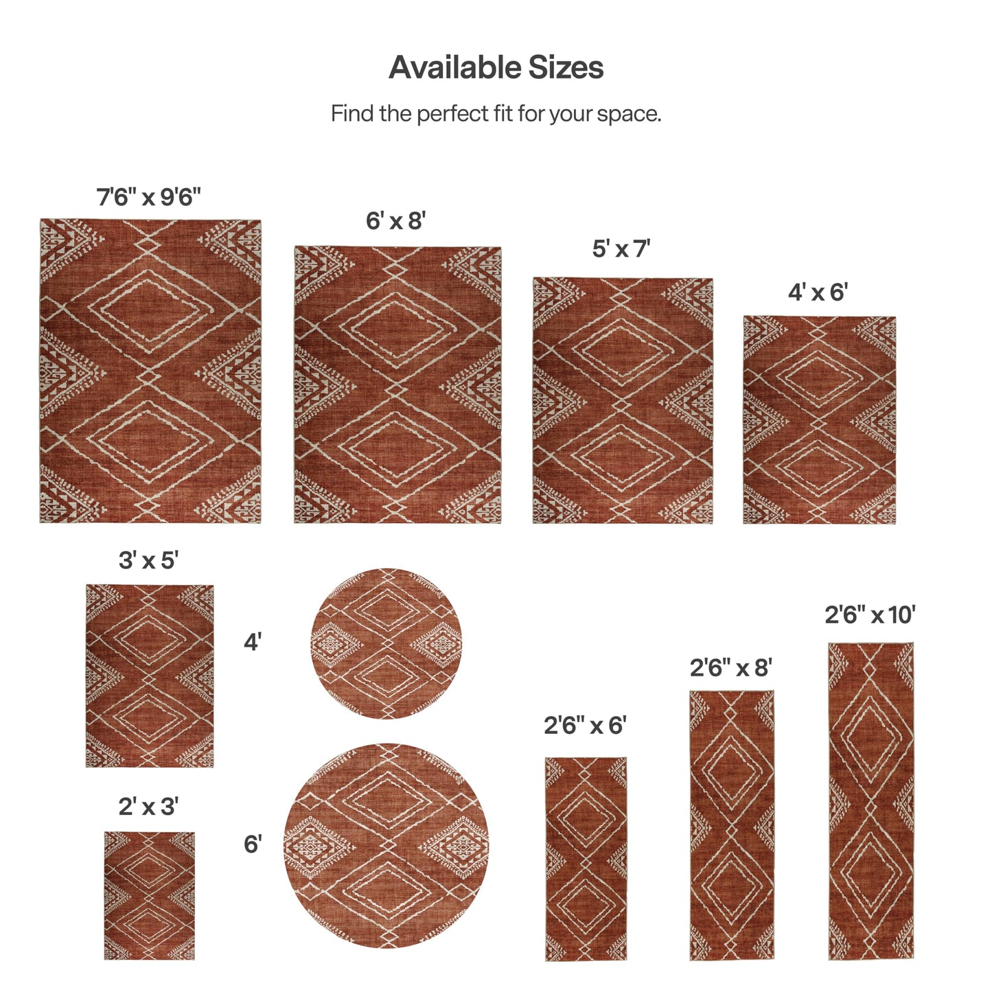 ReaLife Rugs Machine Washable Area Rug - Living Room Bedroom Bathroom Kitchen Entryway Office - Padded Low Pile Stain Resistant Premium - Moroccan Diamond Tribal - Jax - Orange 7'6" x 9'6"