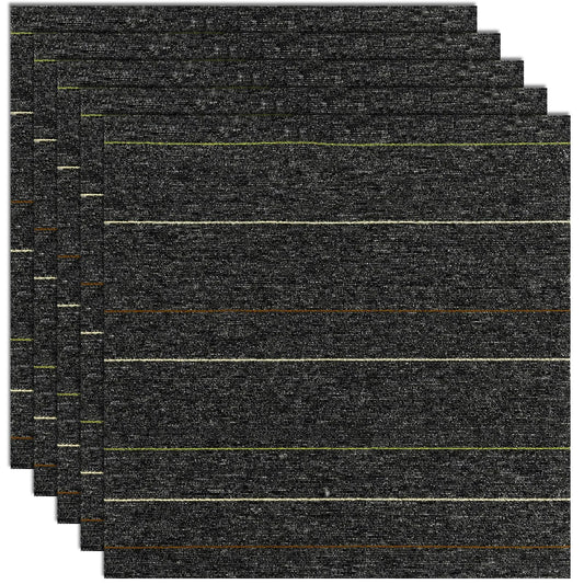 24 * 24in Self-Adhesive Carpet Tiles, Peel and Stick Floor Squares for Home Office, Removable Decorative Rug Mat, Easy Install, Sound Absorbing (10Pcs Dark Grey)