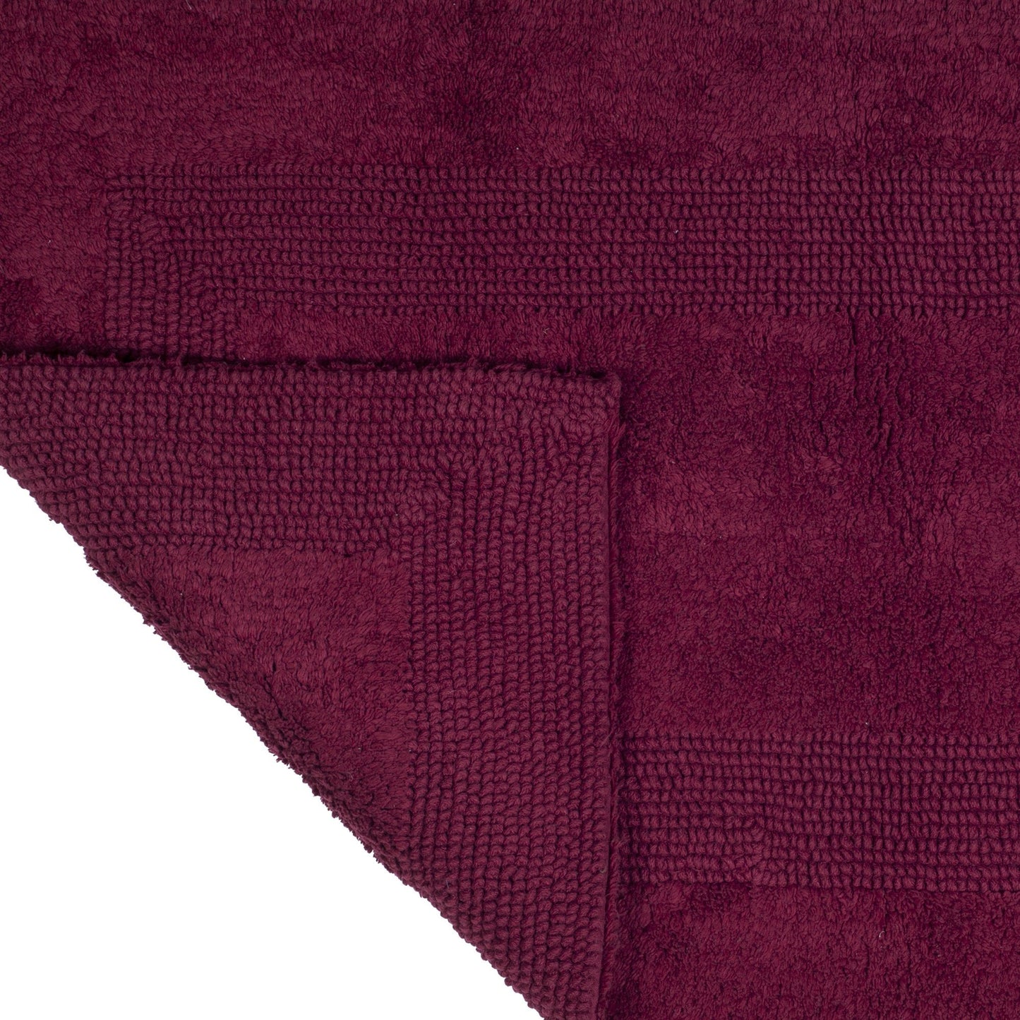 Lavish Home Reversible Long Bath Mat - 60x24-Inch Plush Cotton Bathroom Runner - Machine Washable Bath Mats for Bathroom, Kitchen, or Laundry Room (Burgundy)