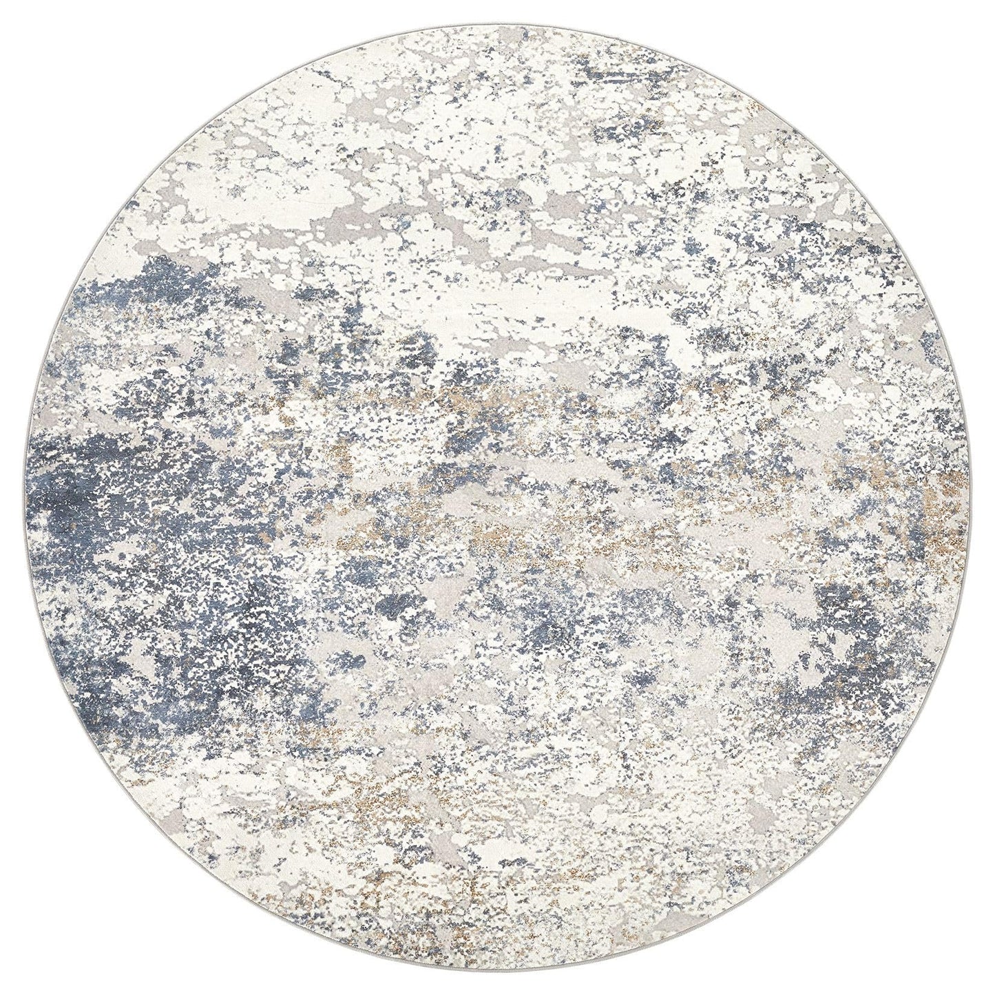 DMOYEST 6ft Round Area Rug Living Room Rugs - 6x6 Washable Large Soft Indoor Modern Abstract Low Pile Rug Carpet for Bedroom Dining Room Farmhouse Home Office - Beige Blue