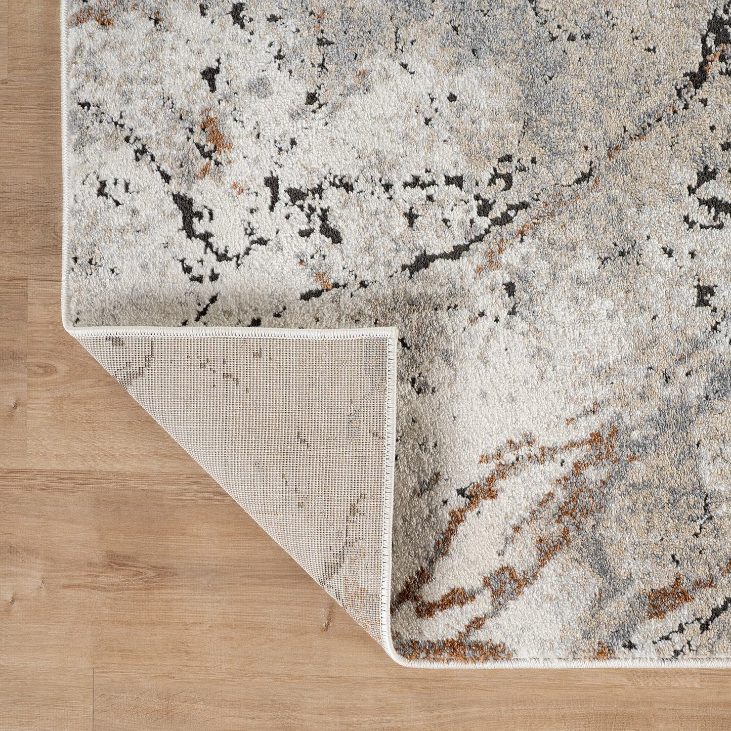 Rugshop Drifted Marble Abstract Area Rug Durable, Kid & Pet Friendly Gray, Ivory, Neutral Tones 6' 6" x 9' Great for Under Dining Sets, Large Bedrooms, or Home Offices