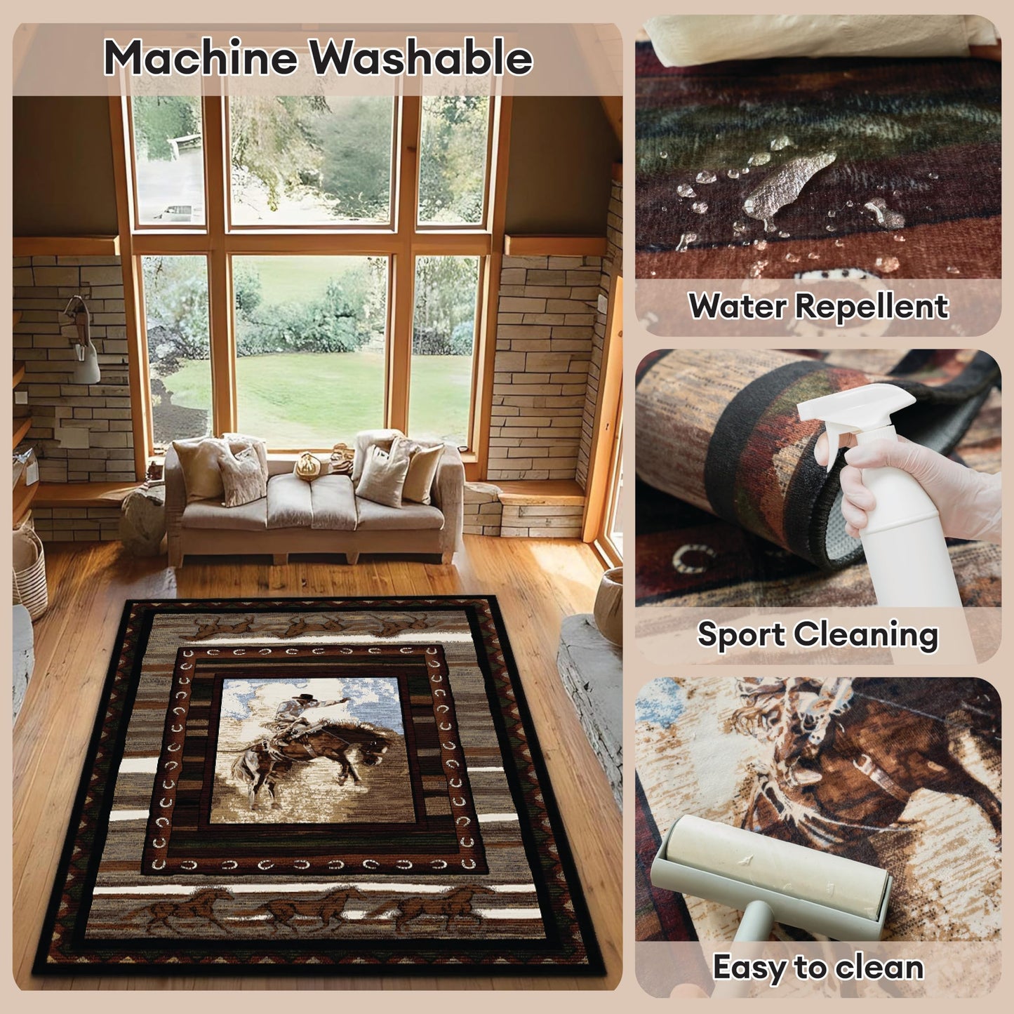 ACANTILA Texas Cowboy Area Rug, 3x5 ft