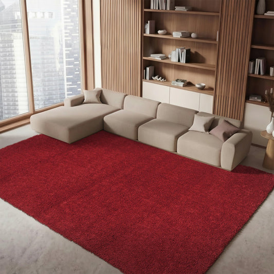 SAFAVIEH Area Rug 8x10 - August Shag Collection - Large - Red, Solid Pattern, Non-Shedding & Easy Cleaning, Plush Thick Pile, Ideal for Living Room, Bedroom, Dining Space (AUG900Q)