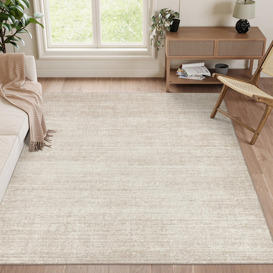 Valenrug Washable Rugs 5x7 - Stain Resistant 5x7 Area Rugs for Living Room, Non Slip Backing Printed Rugs for Bedroom, Folable Machine Washable Area Rug (5'x7', Beige)