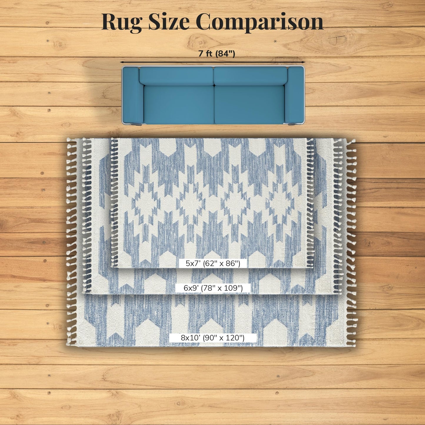 LUXE WEAVERS Ibiza Collection 8068 Blue 5x7 South Western Geometric Area Rug