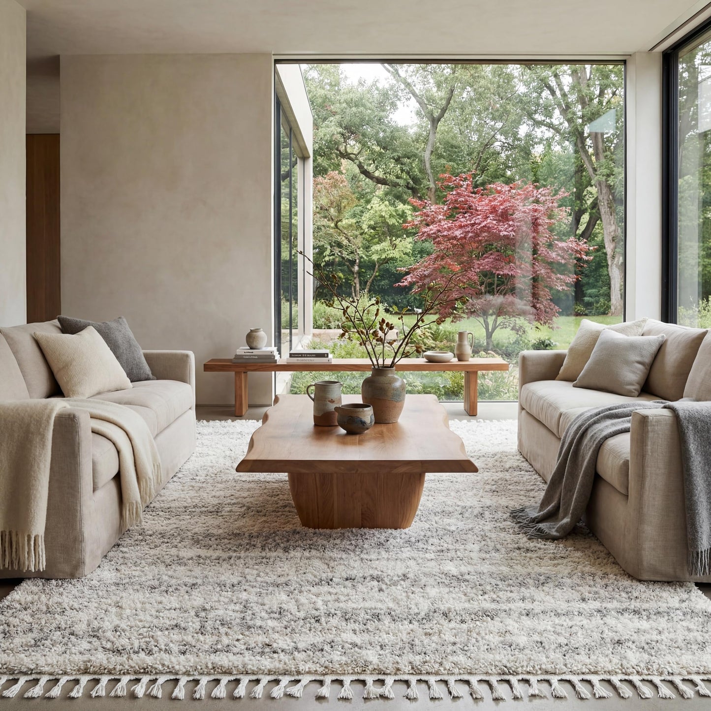 nuLOOM Brooke Shag Tasseled Area Rug - 7x9 Shag Area Rug Casual Ivory Rugs for Living Room Bedroom Dining Room Nursery