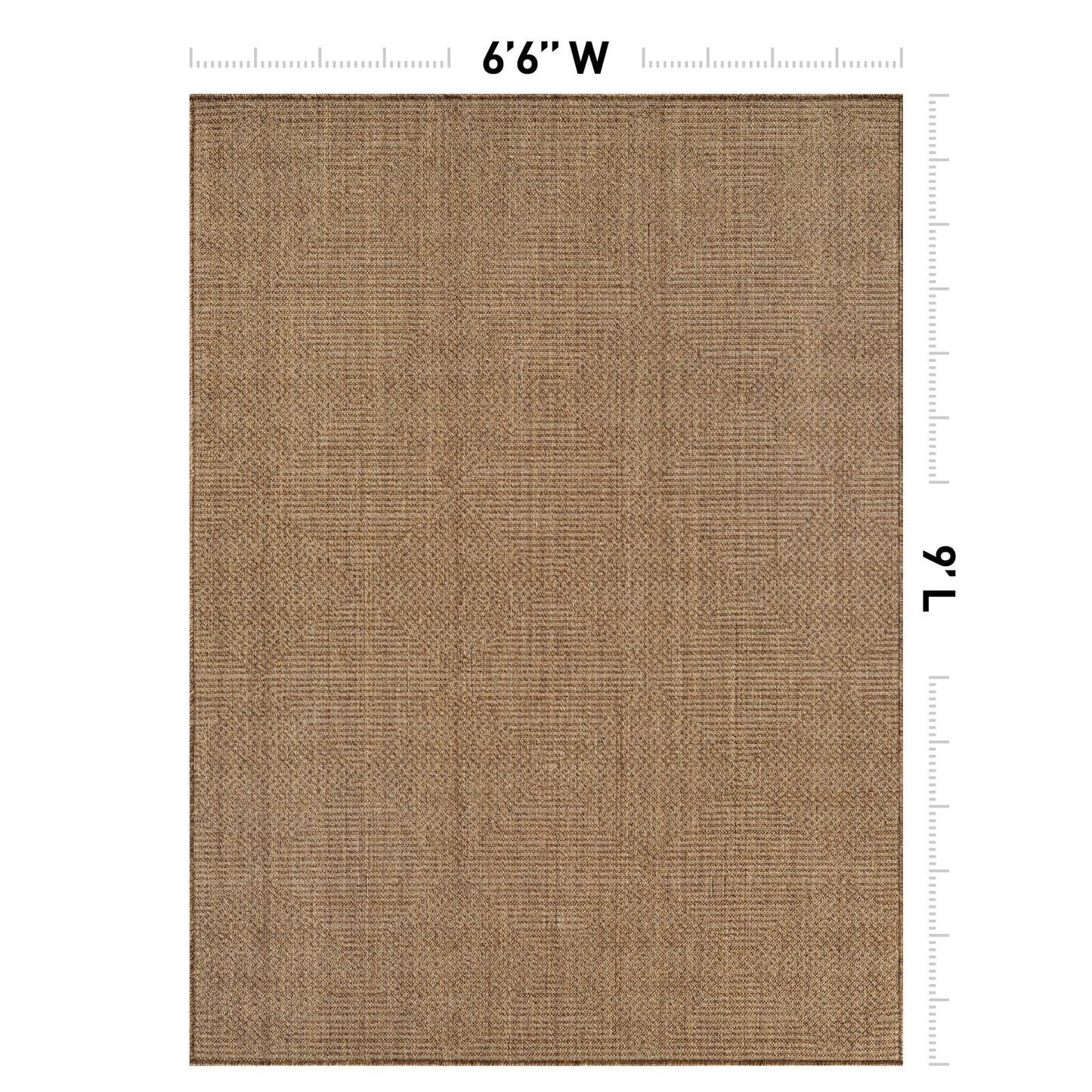 Rugshop Diamond Grid Indoor Outdoor Flat Woven Area Rug,Natural Jute-Style,Easy-Care Patio Rug for Backyard Porch Deck Balcony, 6'6" x 9' Sand/Natural