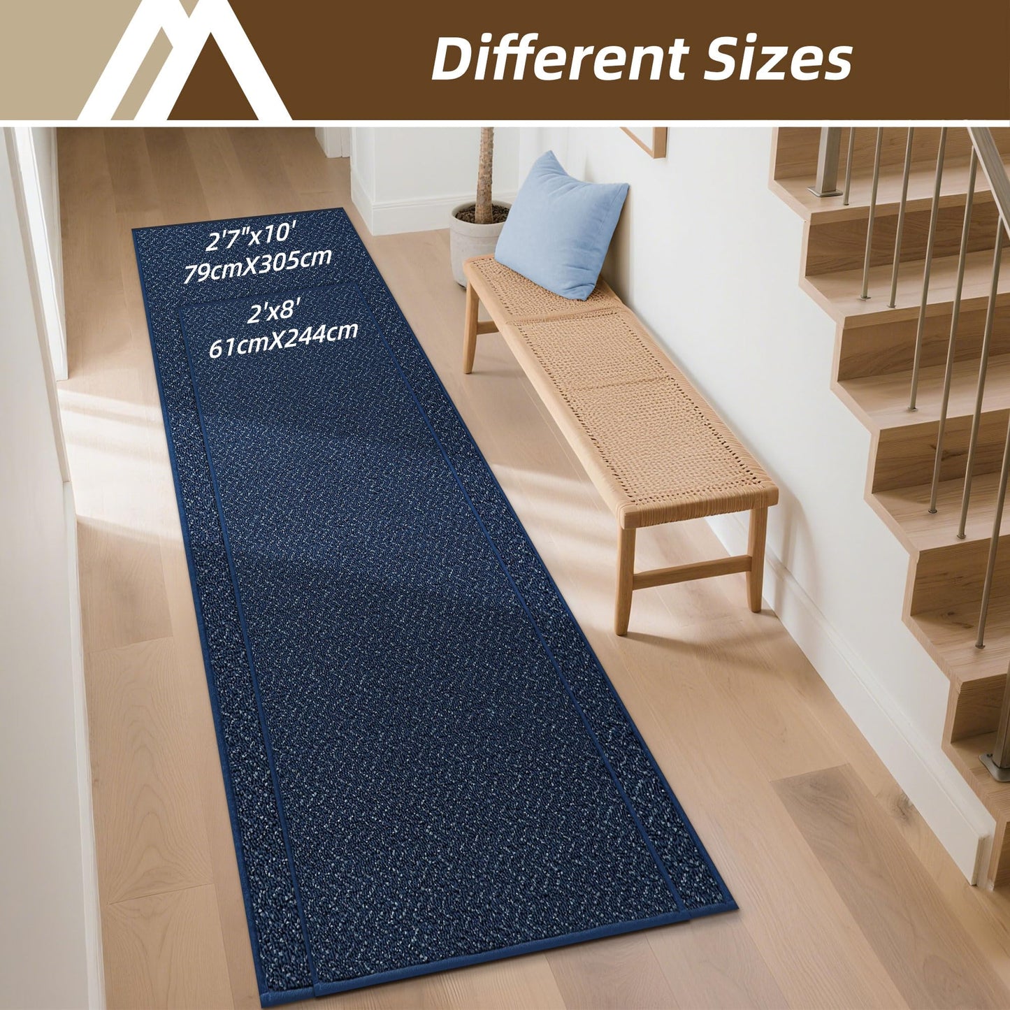 COSY HOMEER Hallway Runner Rug 2'x8' Non Slip Washable Entryway Runner Rugs Absorbent Stain Resistant Carpet Rug Runners for Hallways,Entrance and Laundry Room,Blue
