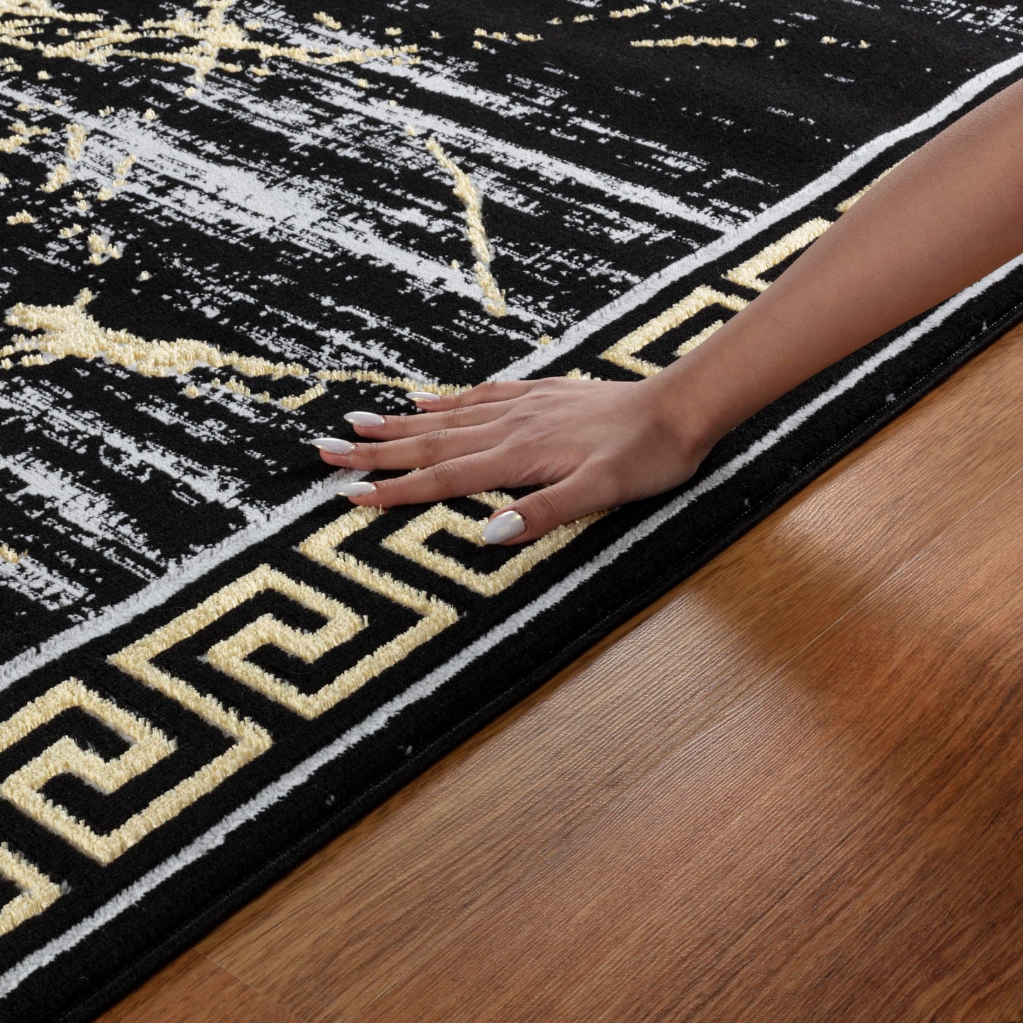 GLORY RUGS Area Rugs Marble 2x3 Black Gold Carpet Modern Abstract Rug Living Room Dining Bedroom Rug
