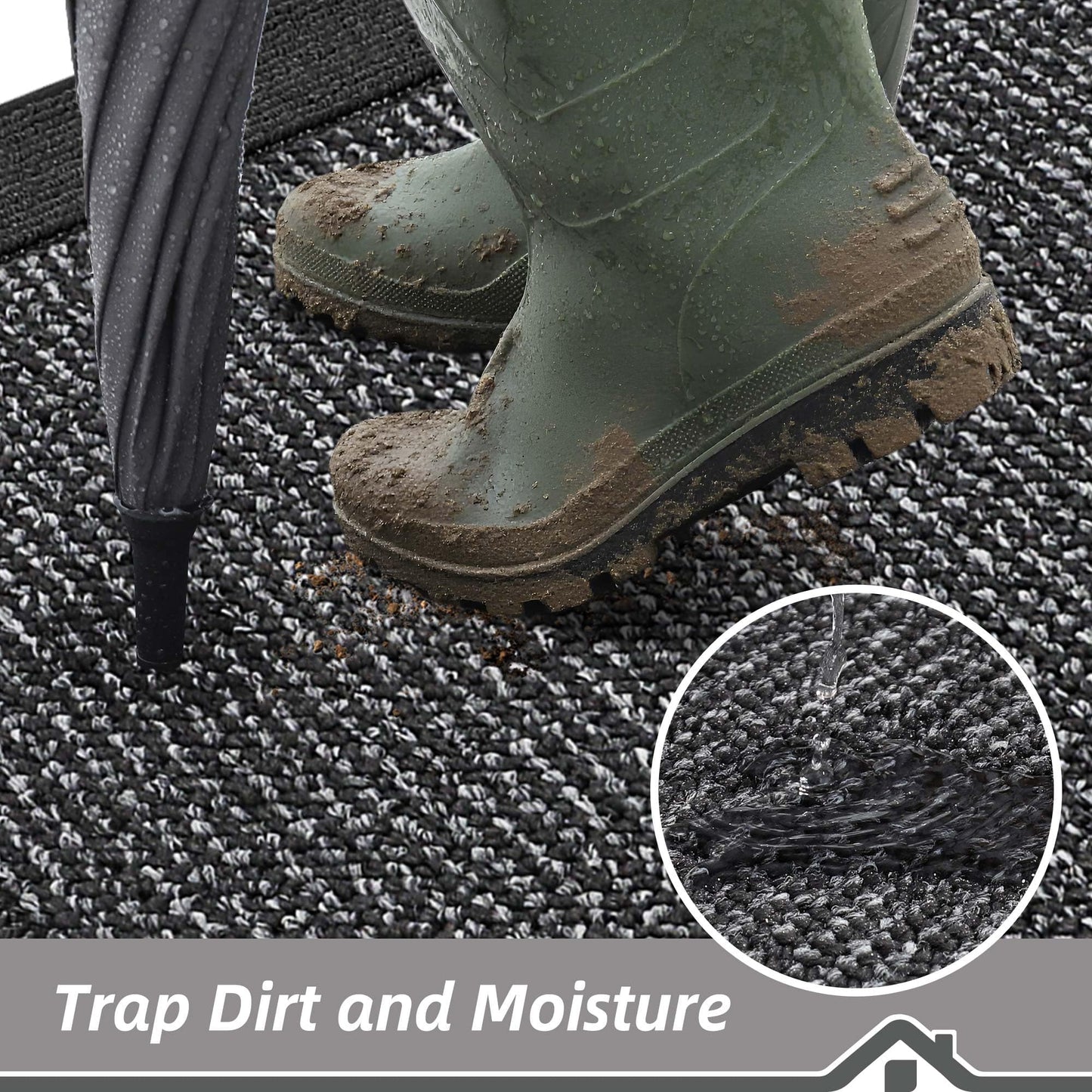BEQHAUSE Indoor Door Mat 32" x 48", Dirt Trapper Door Mats Non-Slip Entryway Rugs Washable, Trap Dirt Absorbent Welcome Mat, Low Profile Floor Mats for Front Back Door and Entryway, Charcoal