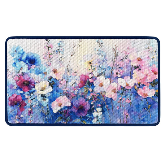 Worltoldb Purpel Floral Door Mat Indoor Outdoor Entrance Floor Mats Non-Slip Washable Decor Rugs 27x15 Inch