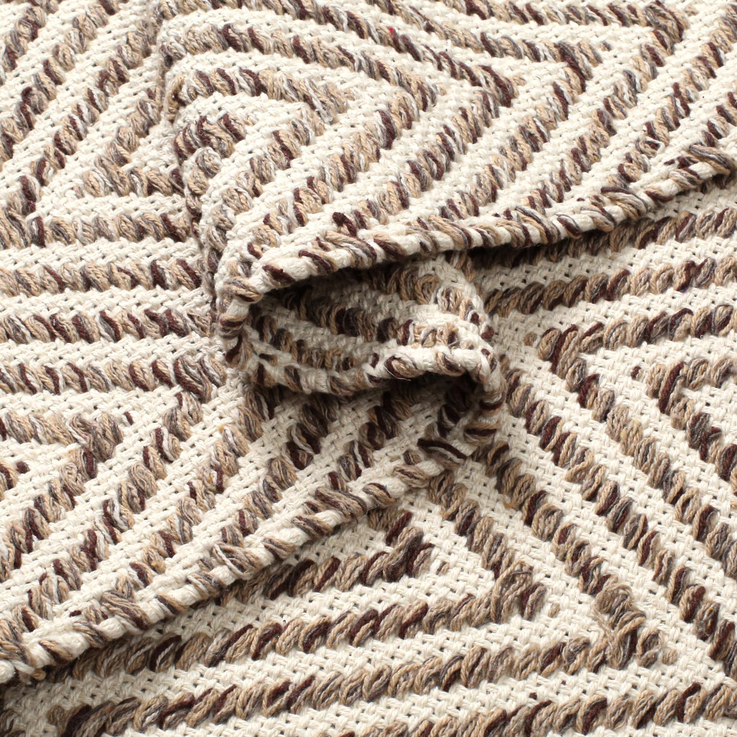 Cotton Chevron Hand Woven Area Rug 2x3 Feet - Beige, Farmhouse Decorative Floor Small Rugs Ideal for Entryway, Kitchen, Bedroom | Linen Washable Neutral Geomatric Reversible Front Door Patio Mats