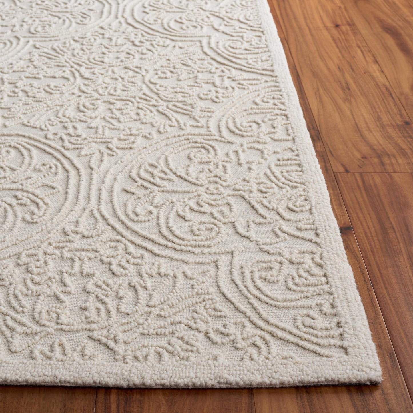 SAFAVIEH Area Rug 8x10 - Trace Collection - Large - Ivory, Handmade Wool, Ideal for Living Room, Bedroom, Office, Dining Space (TRC101C)