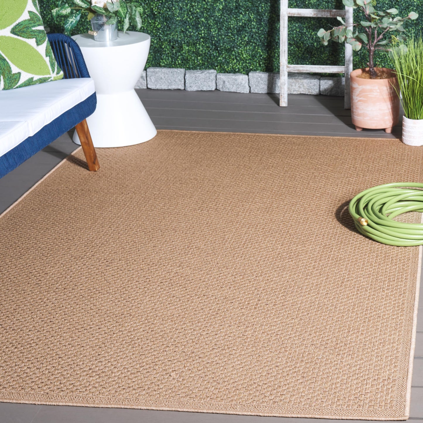 SAFAVIEH Washable Rug Outdoor Atrium Sisal Collection - 5'3" x 7'6", Beige, Non-Shedding & Easy to Clean, Ideal for Patio, Backyard, Mudroom (ATM100B)