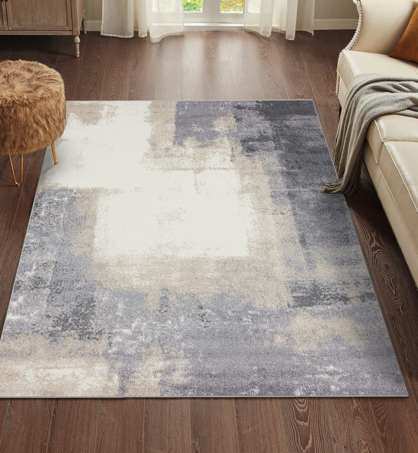 LUXE WEAVERS Classy Modern Abstract Indoor Gray 5x7 Area Rug
