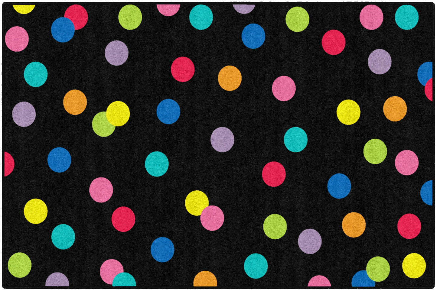 Flagship Carpets Just Teach Rainbow Polka Dots Classroom Area Rug for Indoor Classroom Learning or Kid Bedroom Educational Play Mat, 5'x7'6", Multi
