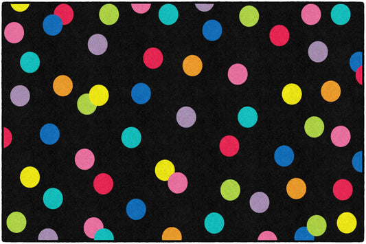 Flagship Carpets Just Teach Rainbow Polka Dots Classroom Area Rug for Indoor Classroom Learning or Kid Bedroom Educational Play Mat, 5'x7'6", Multi