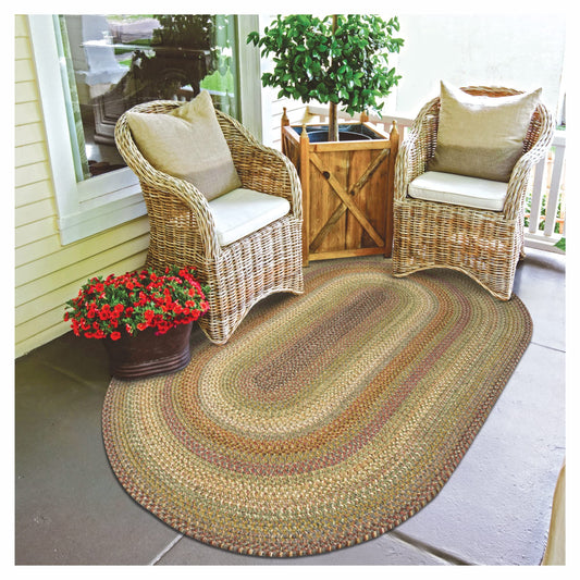 Homespice Rainforest Multicolor Oval Braided Rugs 4x6' - Country Style Colorful Rugs for Bedroom and Living Room, Pet Friendly, Reversible and Easy to Decor - Both Indoor and Outdoor