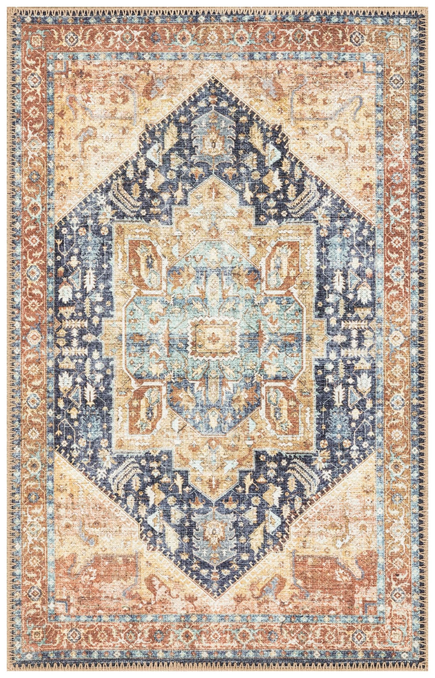 Keen Home Design 2x3 Rug - Machine Washable Entry Rug with Non-Slip Backing, Ideal for Enteryway, Kitchen, Bathroom, Laundry Room - Vintage, Easy Clean, Durable, Low Pile Rug - (2' x 3')