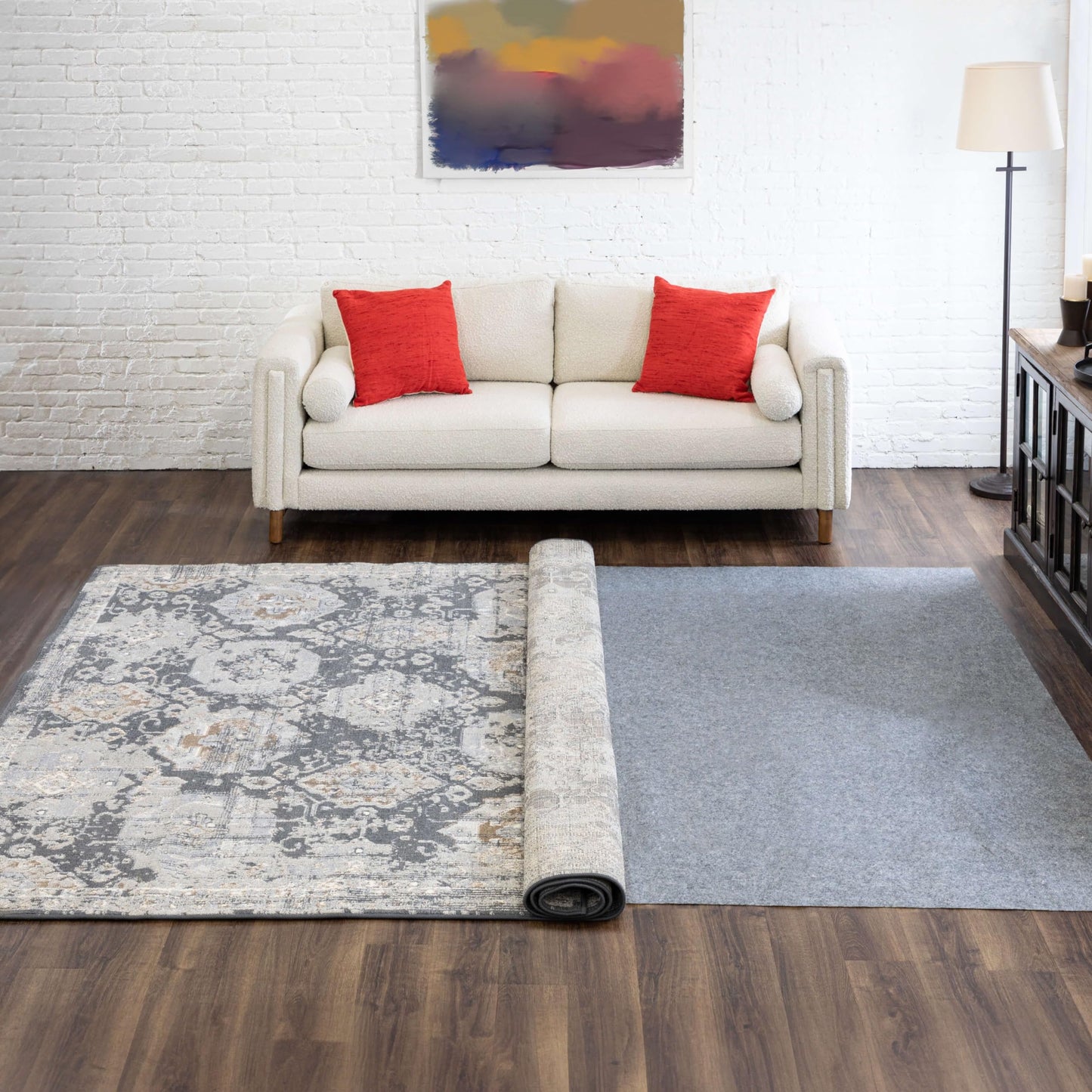 Mohawk Home 6' 7" x 9' 6" Non Slip Grip Rug Pad 1/8" Low Profile Felt Cushion + Rubber Gripper, Great For High Traffic Areas - Safe For All Floors
