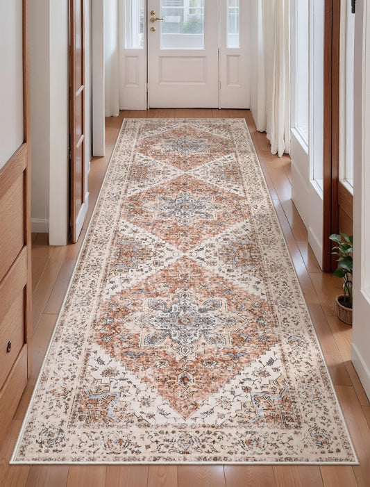 Ciicool Washable Runners for Hallways, 2'6''x8' Long Kitchen Runner Rug, Entryway Indoor Rug, Non Slip Rubber Backing Boho Vintage Floor Decor,Oriental Carpet for Bedside