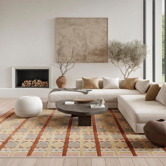 Nourison Home Nordic Rust Multicolor 8' x 10' Area Rug - Easy Clean, Non Shedding, Bed Room, Living Room, Dining Room, Kitchen (8' x 10')
