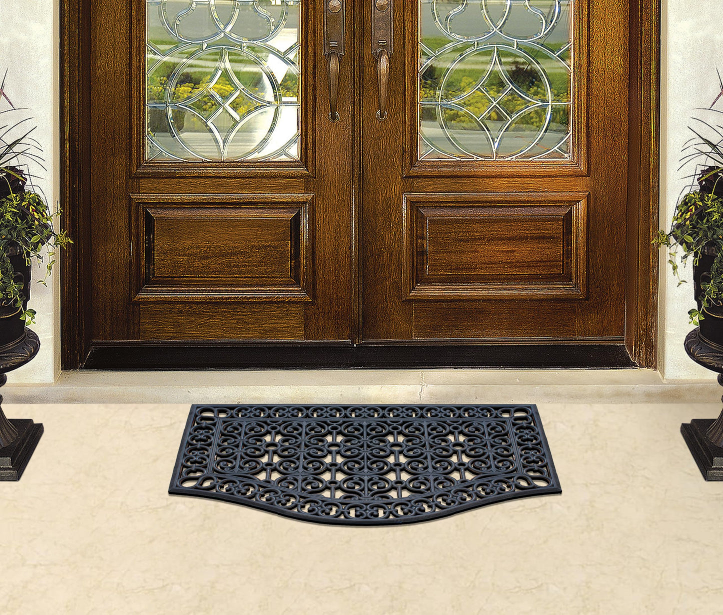A1 Home Collections 12-LB Heavy Duty Rubber Doormat 24"×39" - Won't Blow Away | Outside Front Door Mat, Mud Dirt Scraper, Non-Slip Drainage Mat for Entryway Patio Garage, All-Weather, 100% Rubber Mats