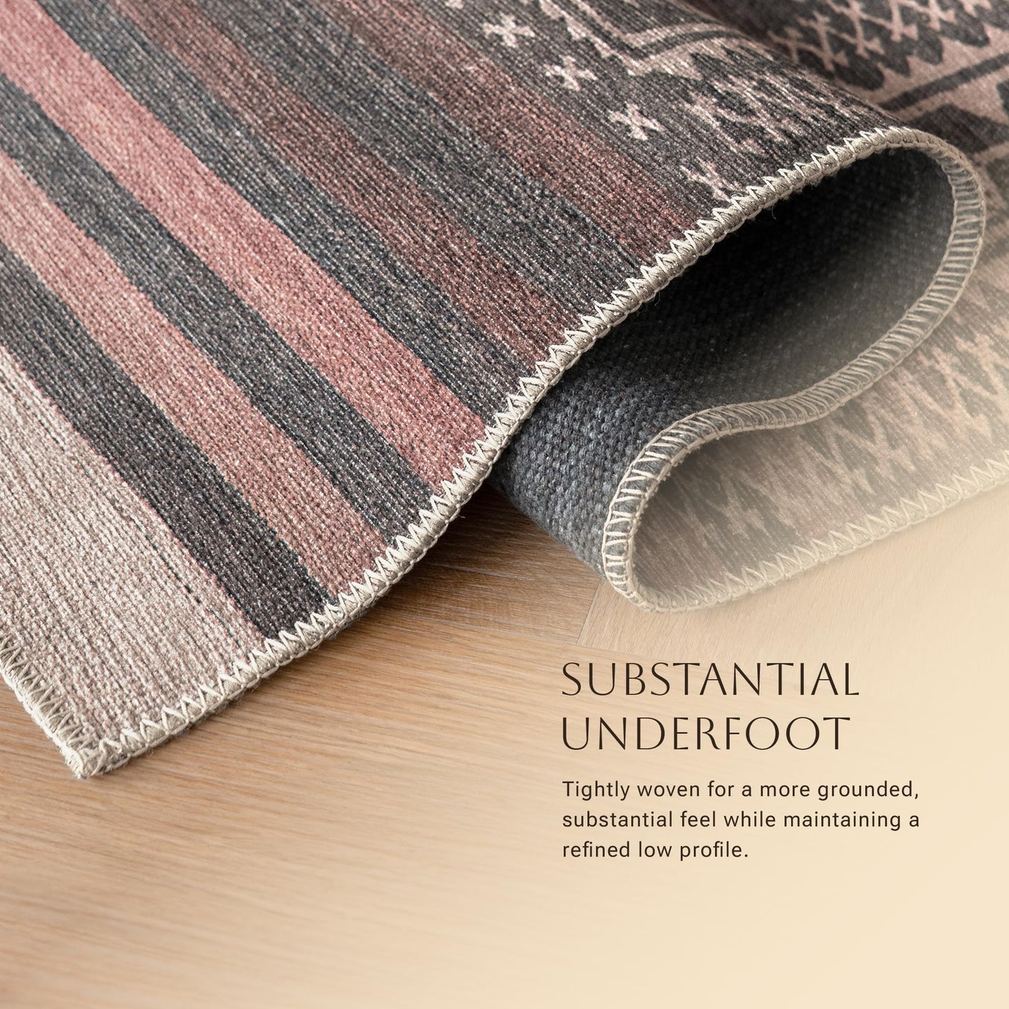 KNOTTING MATTERS Vibe Stripe 10’ x 10’ Square Area Rug – Sand, Charcoal & Clay Heritage Flatweave, Low-Pile – Easy Clean Area Rug – Perfect for Living Room, Dining Room, Bedroom – Pet & Kid Friendly