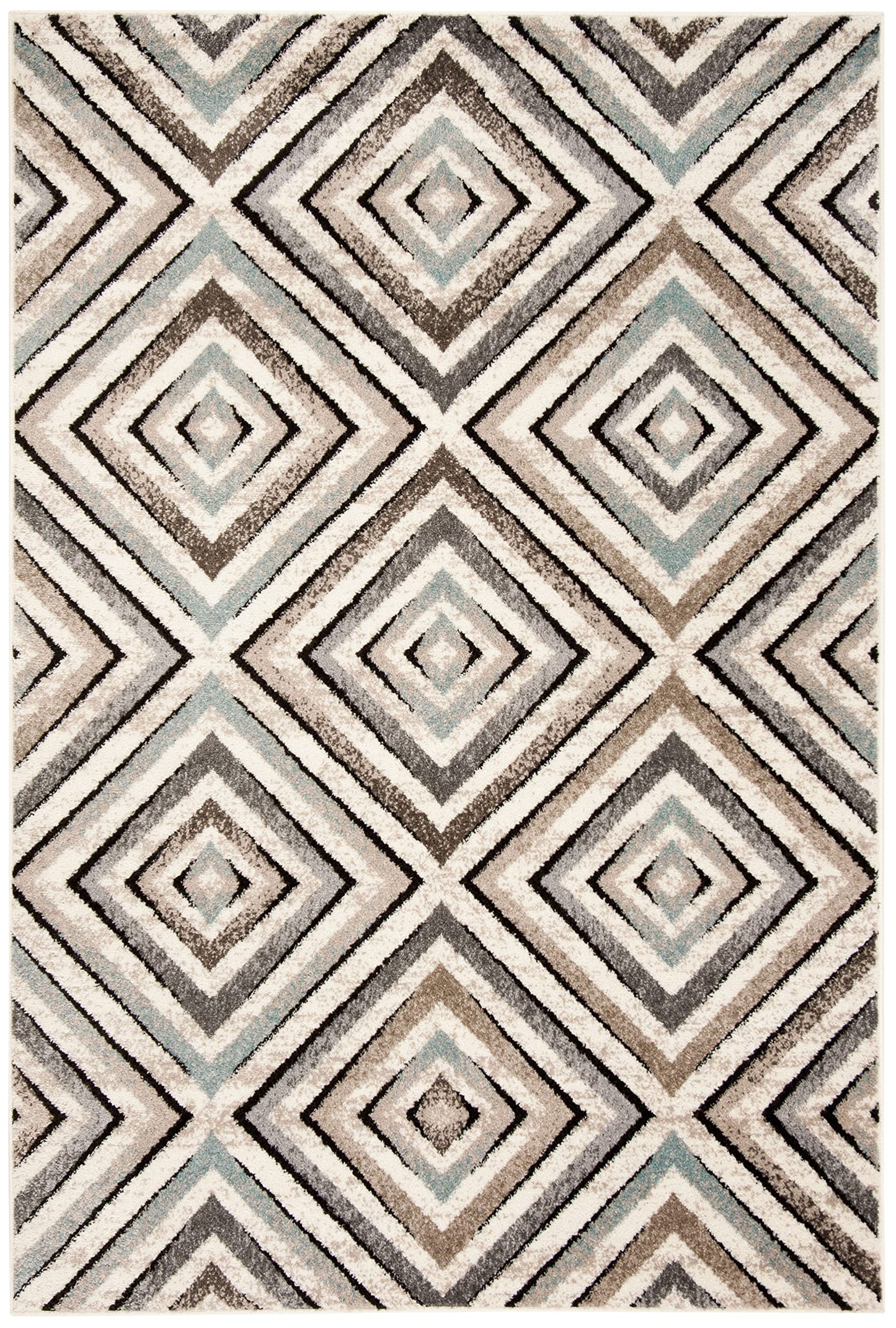 SAFAVIEH Amsterdam Collection Accent Rug - 4' x 6', Cream & Beige, Diamond Geometric Design, Non-Shedding & Easy Care, Ideal for High Traffic Areas in Entryway, Living Room, Bedroom (AMS109A)