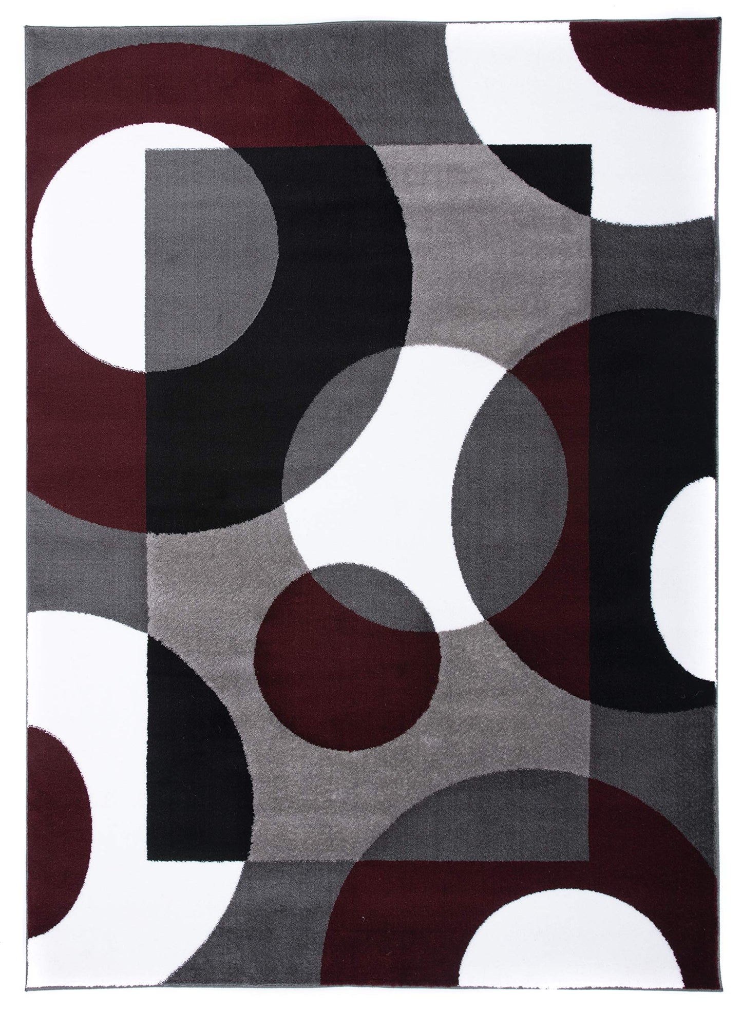 Rugshop Modern Circles Carpet Easy Maintenance for Home Office,Living Room,Bedroom,Kitchen Soft Area Rug 9' x 12' Burgundy