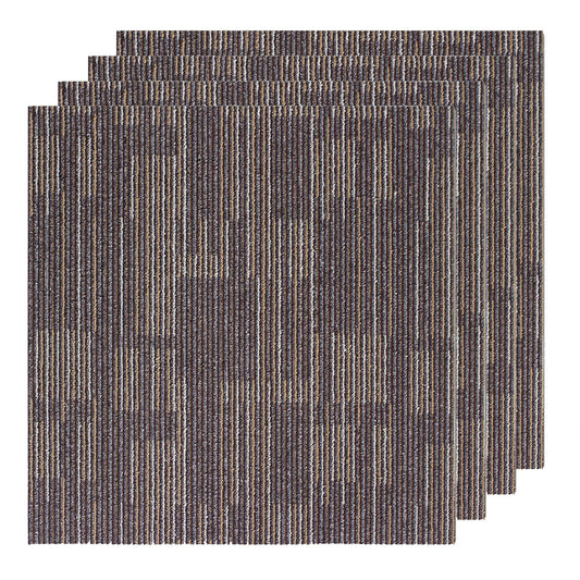 SHNOSU Carpet Floor Tiles 24” x 24” Commercial Carpet Squares 18 Pcs Non-Slip Office Soft Tiles DIY Installation for Living Room Bedroom Study Hotel, Brown