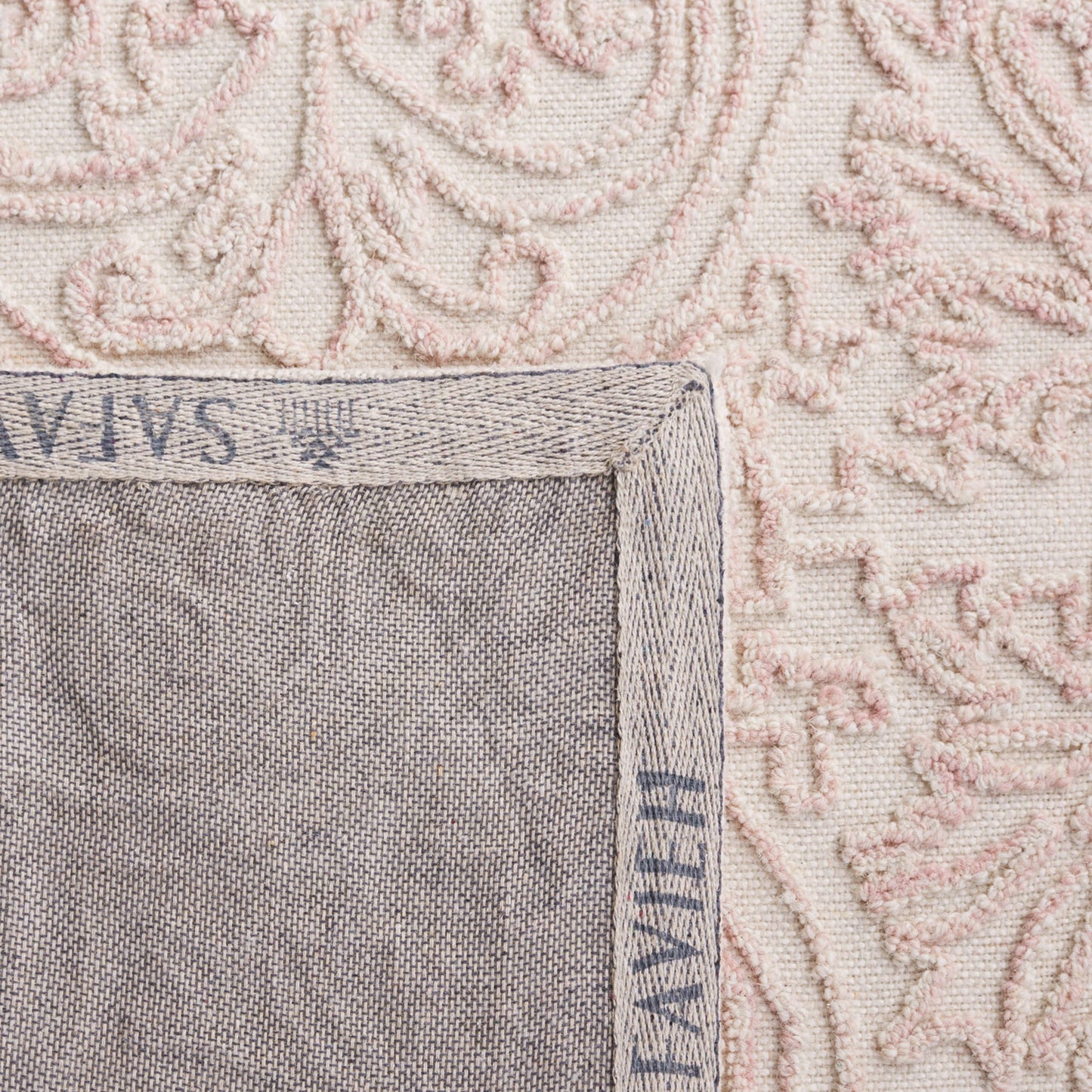 SAFAVIEH Area Rug 8x10 - Trace Collection - Large - Ivory & Pink, Handmade Wool, Ideal for Living Room, Bedroom, Office, Dining Space (TRC101U)
