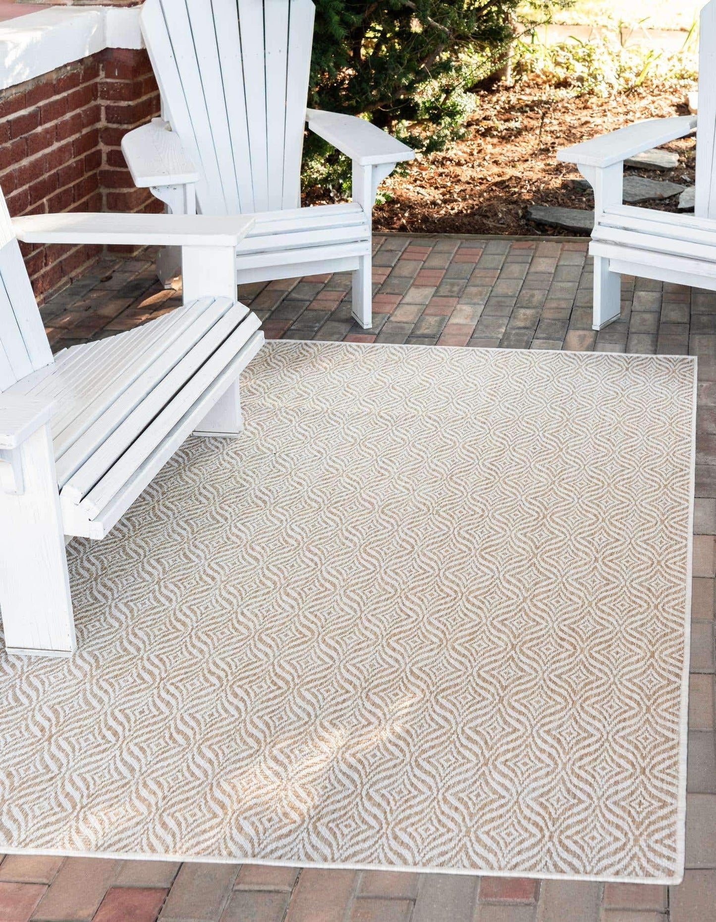 Unique Loom Outdoor Trellis Collection Area Rug - Deco Trellis (8' x 11' 4" Rectangle, Taupe/ Ivory)