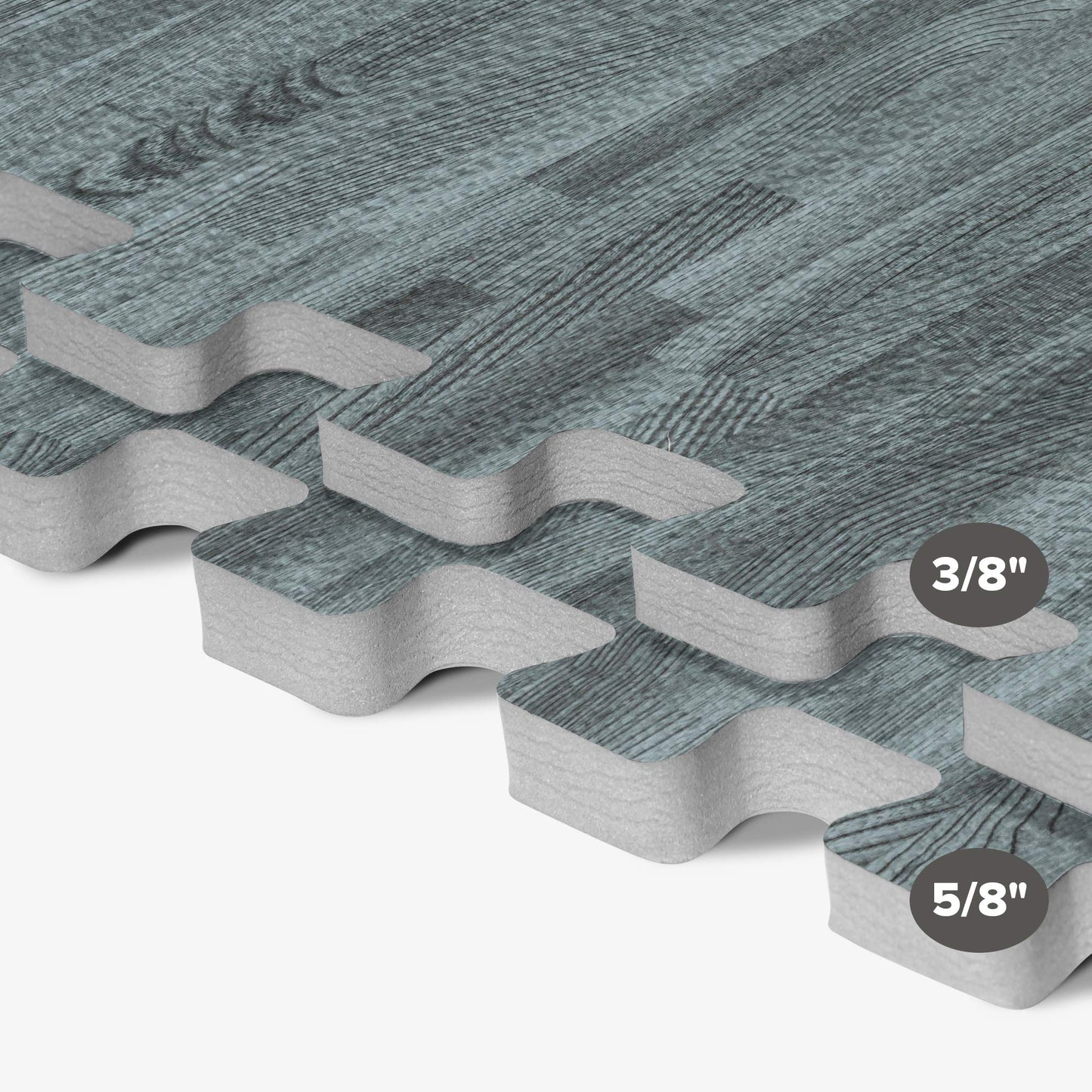 Forest Floor 5/8 Inch Thick Printed Foam Tiles, Premium Wood Grain Interlocking Foam Floor Mats, Anti-Fatigue Flooring, Slate, 16 Sq Ft