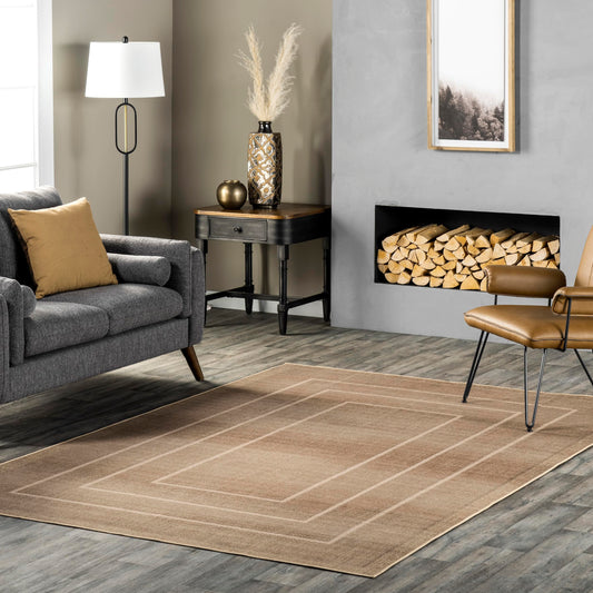 Nuloom Madie Natural/Ivory, 4' x 6', Recycled PET, Soft and Textured, High Traffic, Stain Resistant, Easy Clean, Durable, Machine Washable Area Rug for Bedroom, Living Room, Dining, Foyer, Entryway