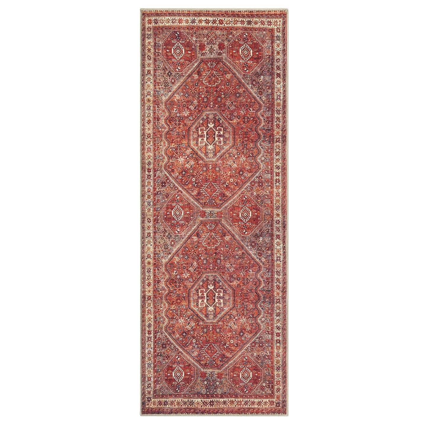 Keen Home Design 30"x120" Rug - Machine Washable Runner Rug with Non-Slip Backing, Ideal for Hallway, Entryway, Kitchen, Laundry Room - Vintage, Easy Clean, Durable, Low Pile - (2'6" x 10')