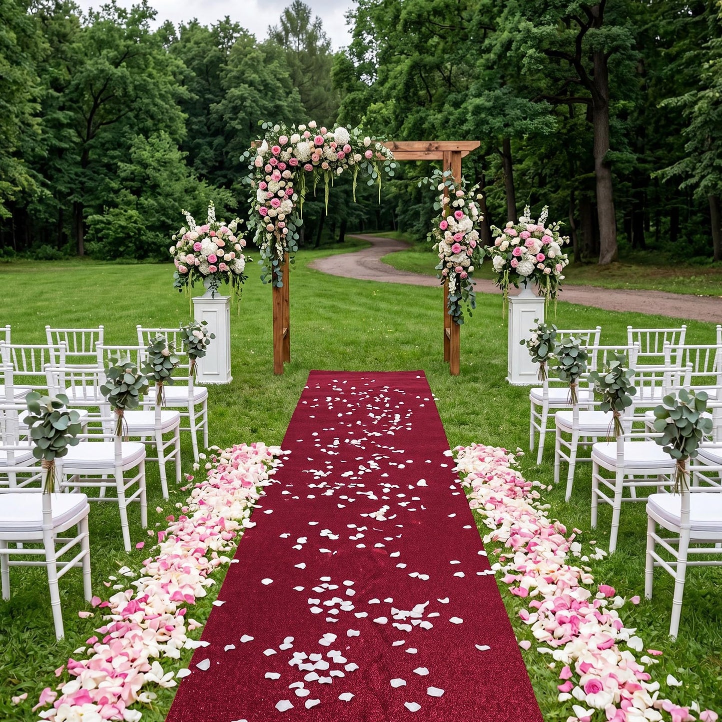 Tatuo Carpet Runner 2.46 x 16.4 Feet Runway Rug 55 GSM Thickness with Carpet Tape for Prom Wedding Outdoor Indoor Hallway Film Festival Party Rug(Dark Wine Red)