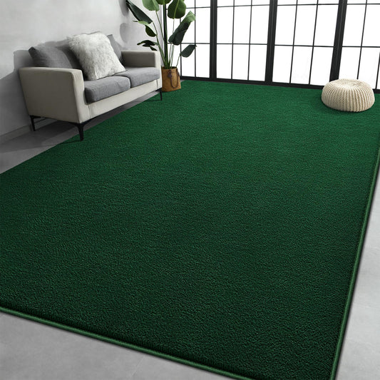 Large Area Rugs for Living Room Bedroom, 6x9 Feet Dark Green Rug, Minimalist Modern Shag Rug, Soft Thick Memory Foam Indoor Carpet, Non-Slip Washable Rug for Boys Girls Dorm Nursery Room Home Decor