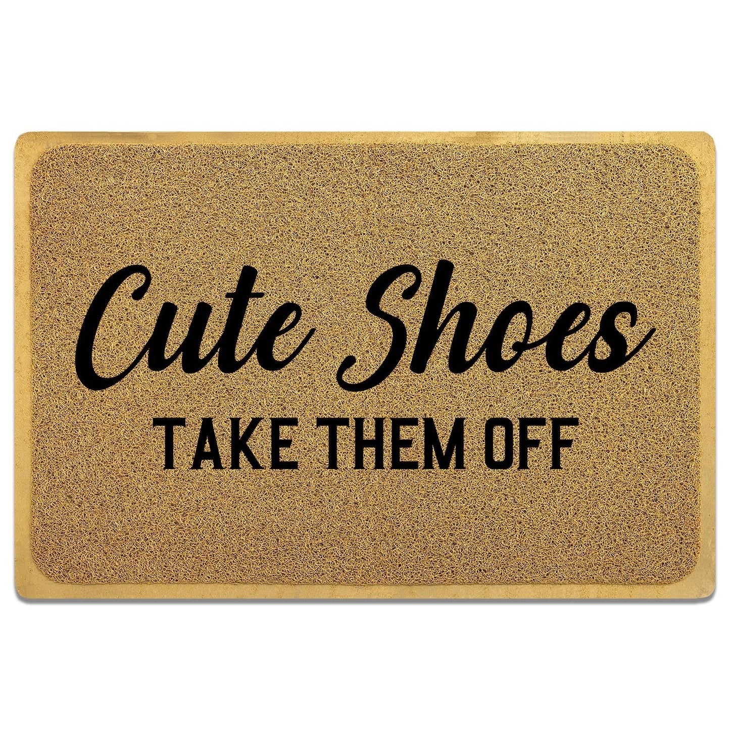 YZCZ Funny Doormat for Entrance Way Indoor/Outdoor Front Door/Patio Anti-Slip & Heavy Weather Resistant Rugs House Warming Novelty Gift Mat 36"x24" (Cute Shoes Take Them Off)
