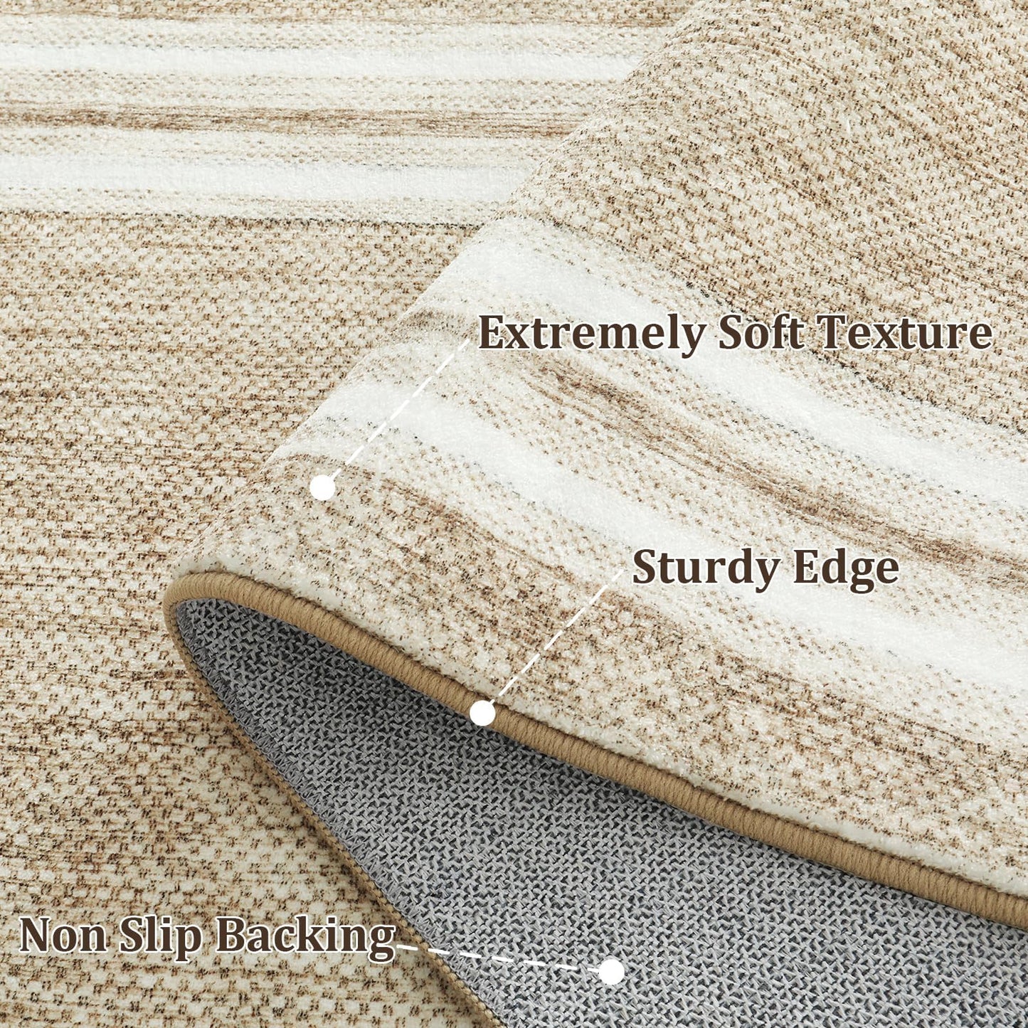 OJIA Modern Bordered Washable Rug 3'x5', Printed Non Slip Rug for Living Room Soft Bedroom Entry Mat Non-Shedding Accent Carpet Indoor Door Mat Small Carpet for Entryway Kitchen Bathroom Office