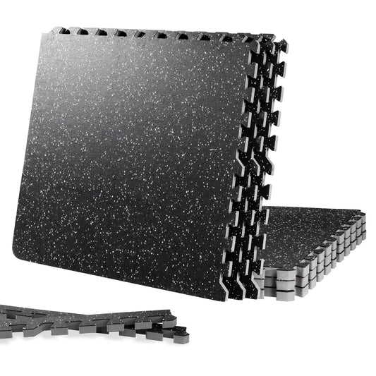 CyclingDeal Quality Puzzle Exercise Tiles Mat - 6pk 24" x 24" Interlocking Rubber 20mm Thick EVA Foam Protective Flooring Mat for Home Gym Workout Equipment Garage Playground