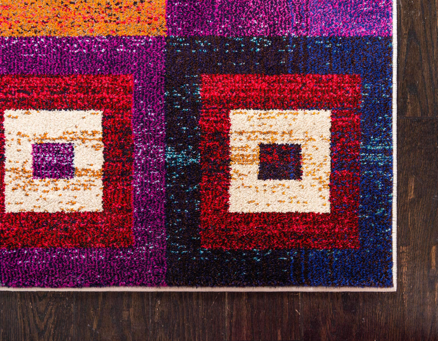 Unique Loom Estrella Collection Colorful, Geometric, Squares Modern, Abstract Area Rug (5' 0 x 8' 0 Rectangular, Multi/Beige)