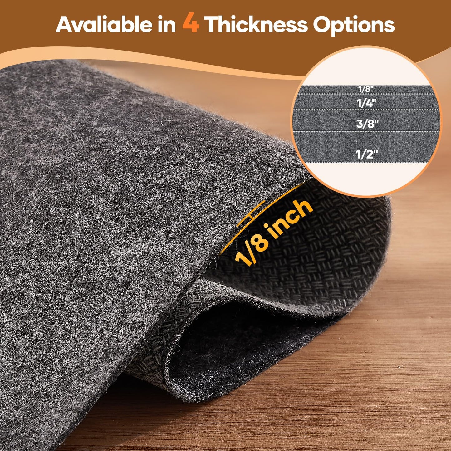 Veken Non Slip Cushioned Rug Pad Gripper 2 x 4 Ft, Felt and Silicone Backing, 1/8 inch Thick Carpet Liner for Hardwood Floors and Finishes, Under Area Rugs Anti Skid Mat, Keep Rugs Safe and in Place