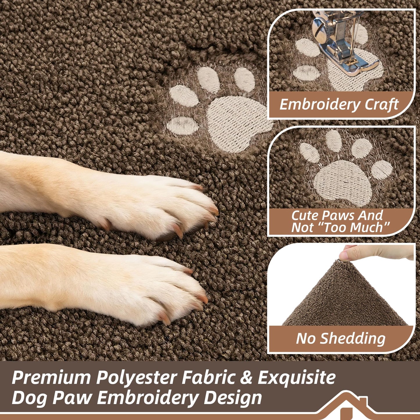 BEQHAUSE Dog Door Mat for Mud Paws Dirt Trapper Doormat Non-Slip Entryway Rugs Absorbent Welcome Mat Washable Indoor Floor Mat Low-Profile for Front Door, 36" x 60", Brown