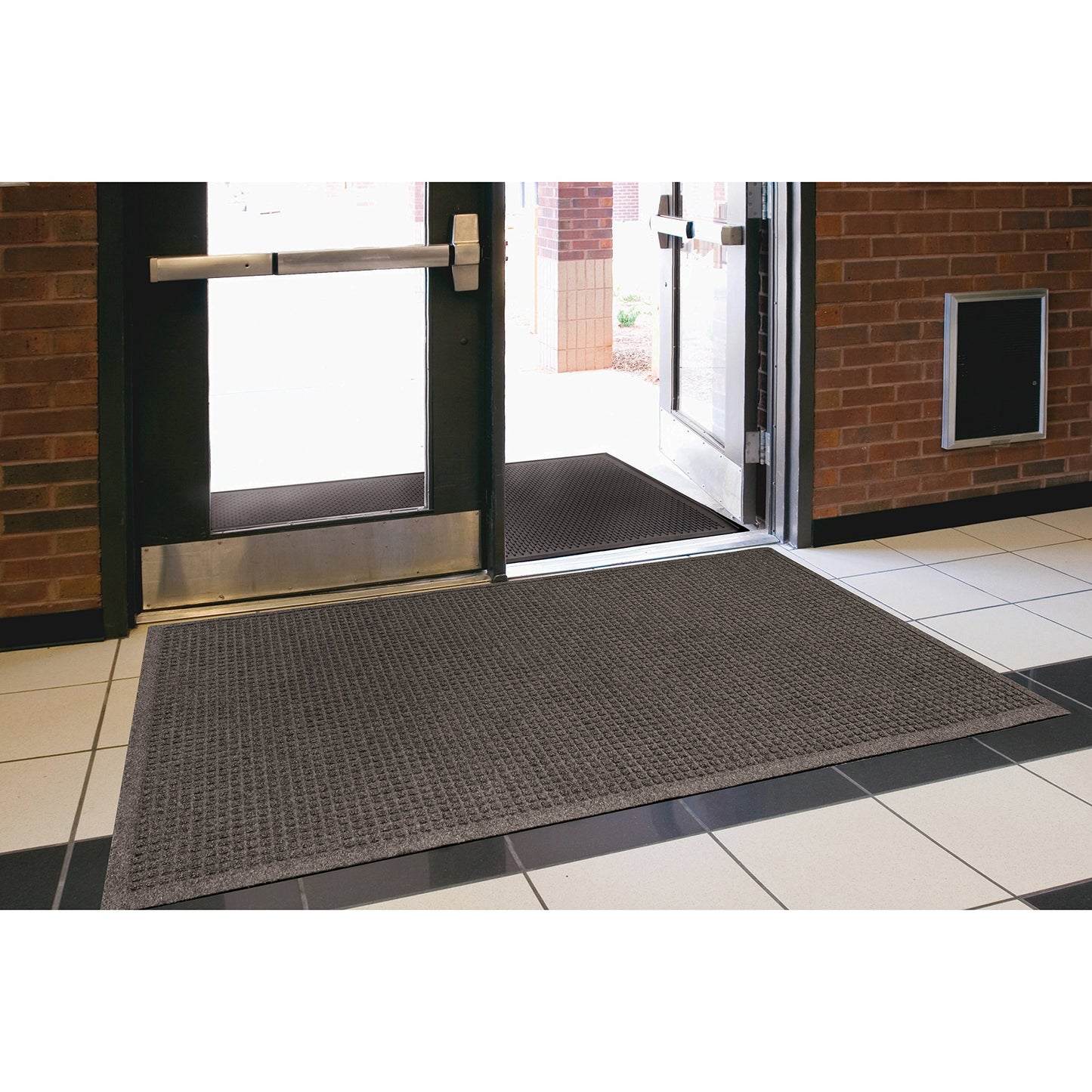 Guardian Floor Protection EG030504 EcoGuard Indoor Wiper Floor Mat, Recycled Plastic and Rubber, 3' Length, 5' Width, Charcoal